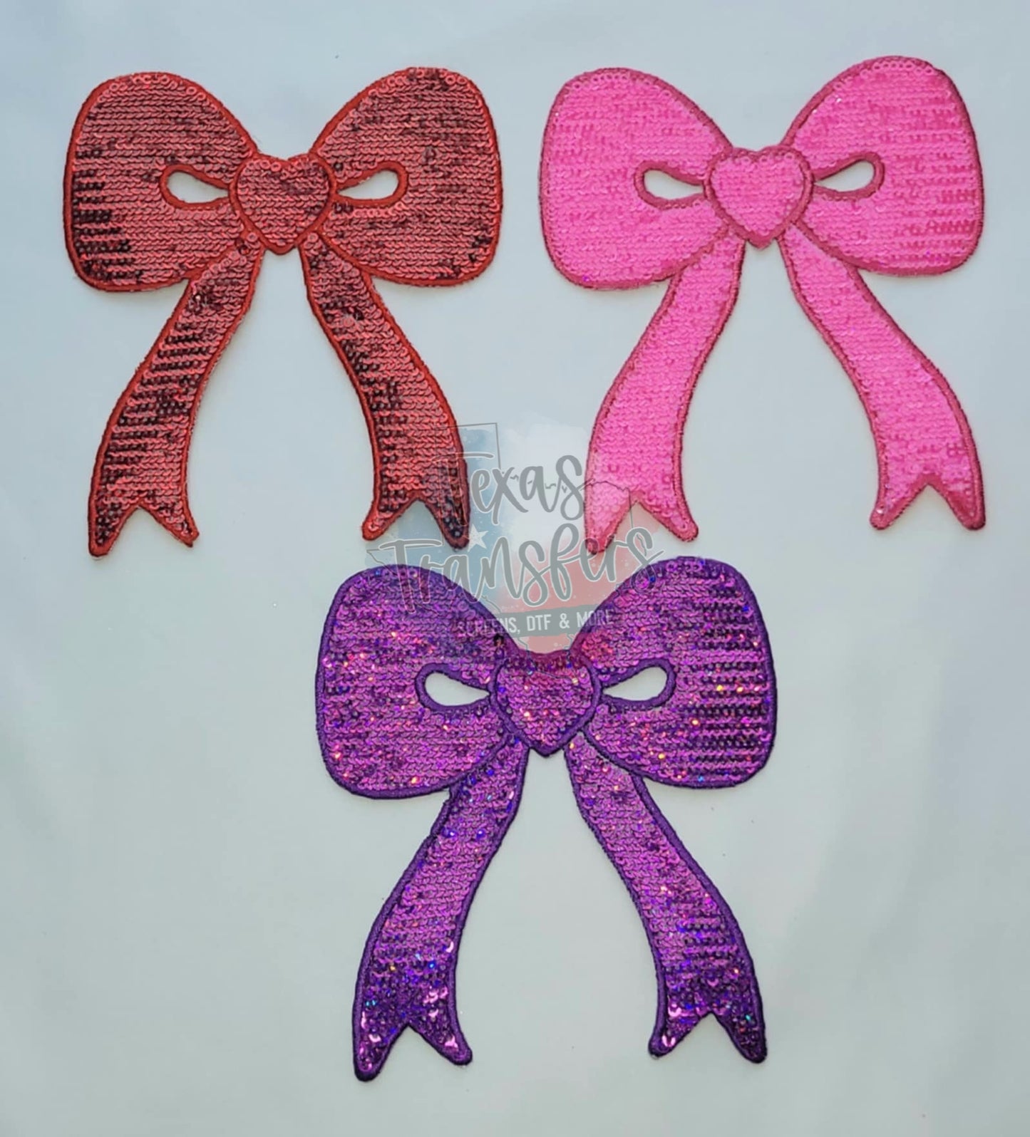 5" Sequin Bows Iron-On Patch - Texas Transfers and Designs