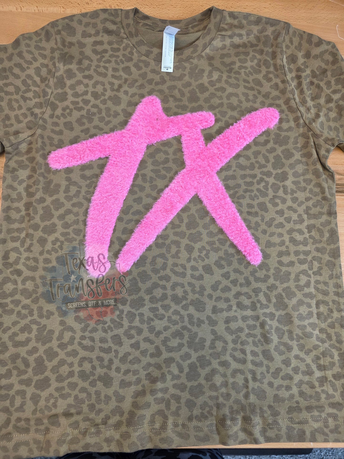 TX Hot Pink Fluffy Fuzzy XL Iron-On Patch
