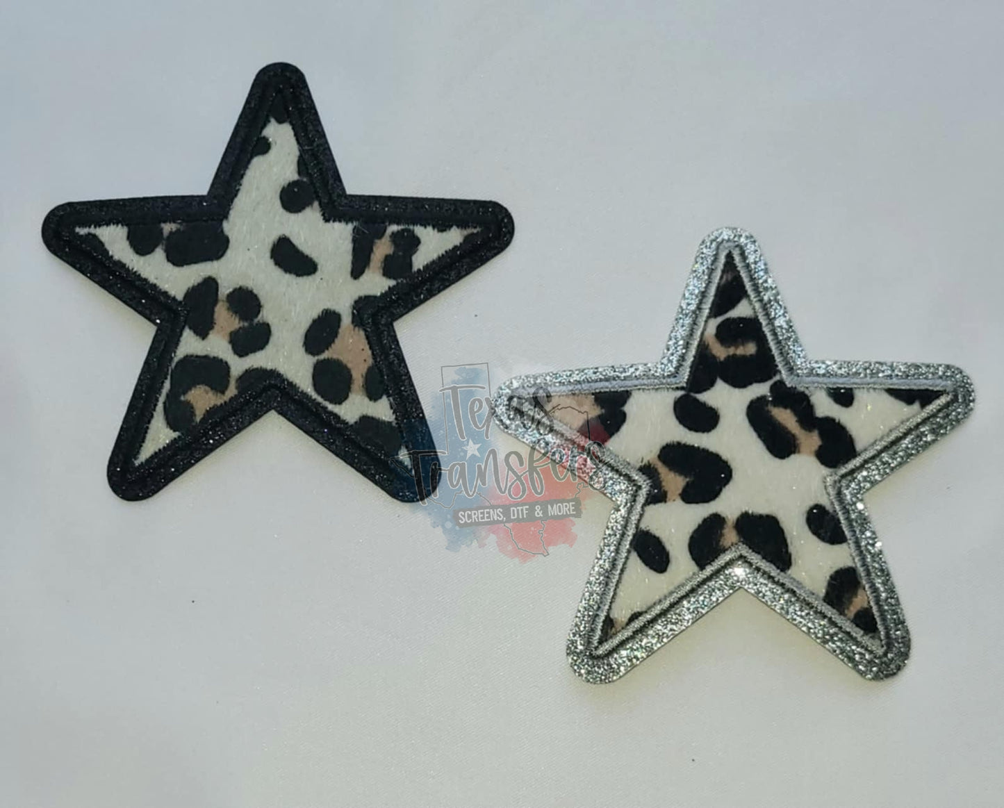 Glitter Leopard Star Iron-On Patch - Texas Transfers and Designs