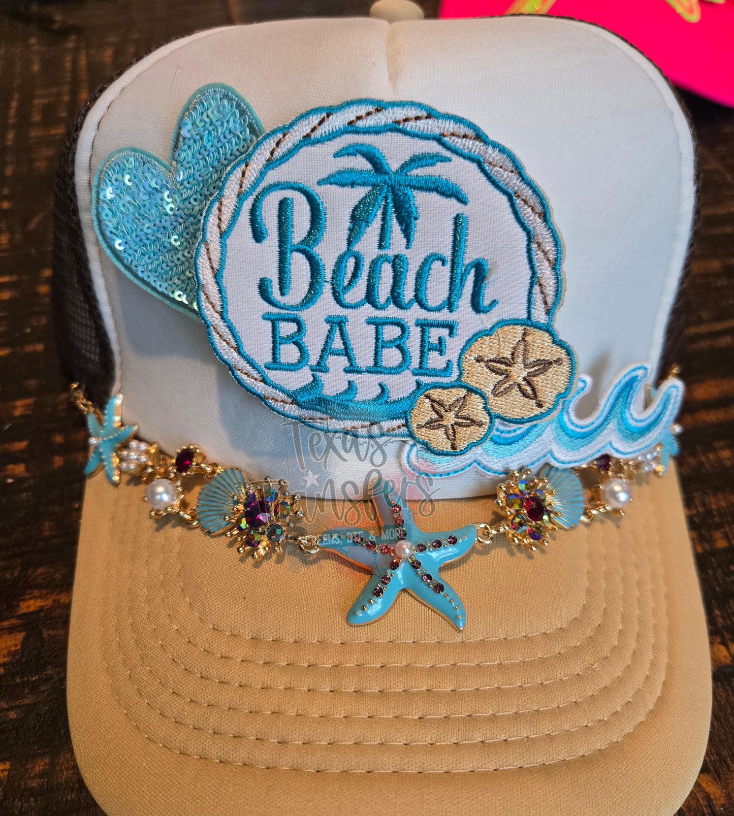 Don't Be Shellfish/Starfish (Turquoise) Hat Chain - Texas Transfers and Designs
