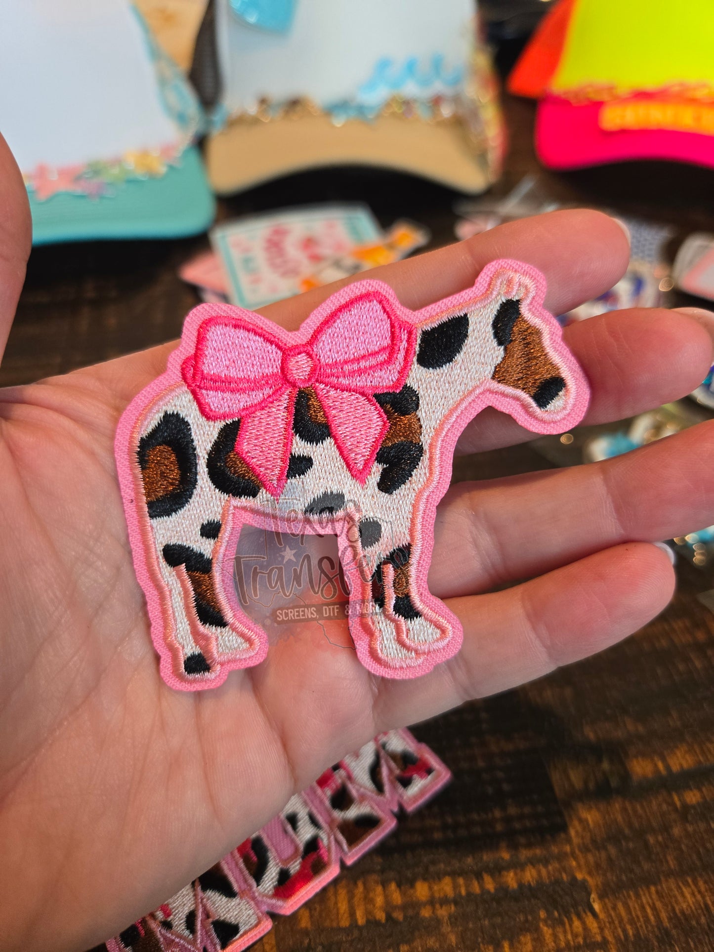 Pink Leopard Show Horse Iron-On PATCH - Texas Transfers and Designs