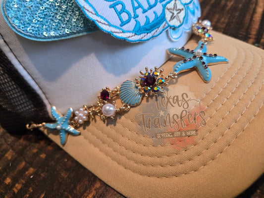 Don't Be Shellfish/Starfish (Turquoise) Hat Chain - Texas Transfers and Designs