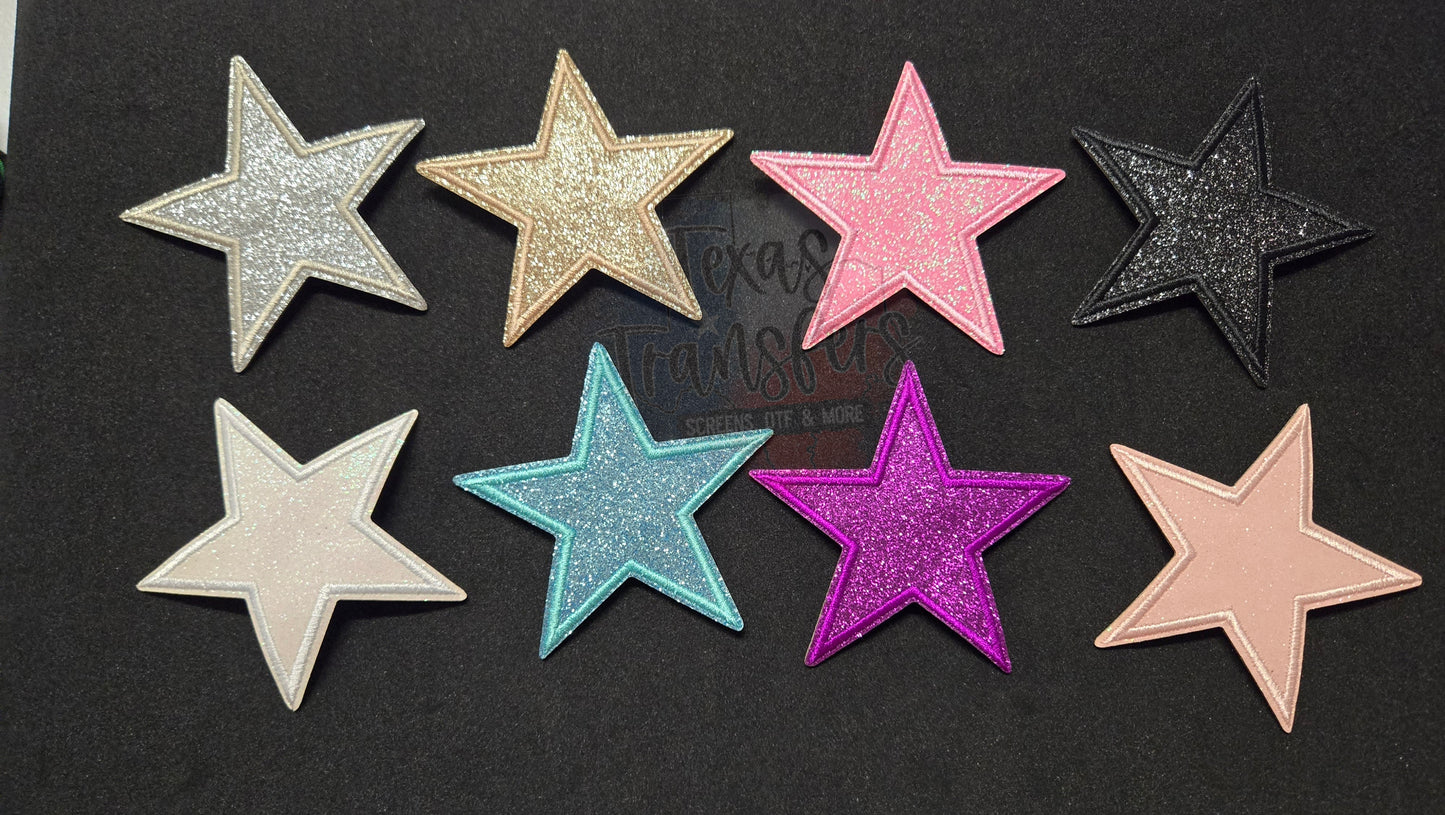 Glitter Star Iron-On PATCH (Multiple Options) - Texas Transfers and Designs