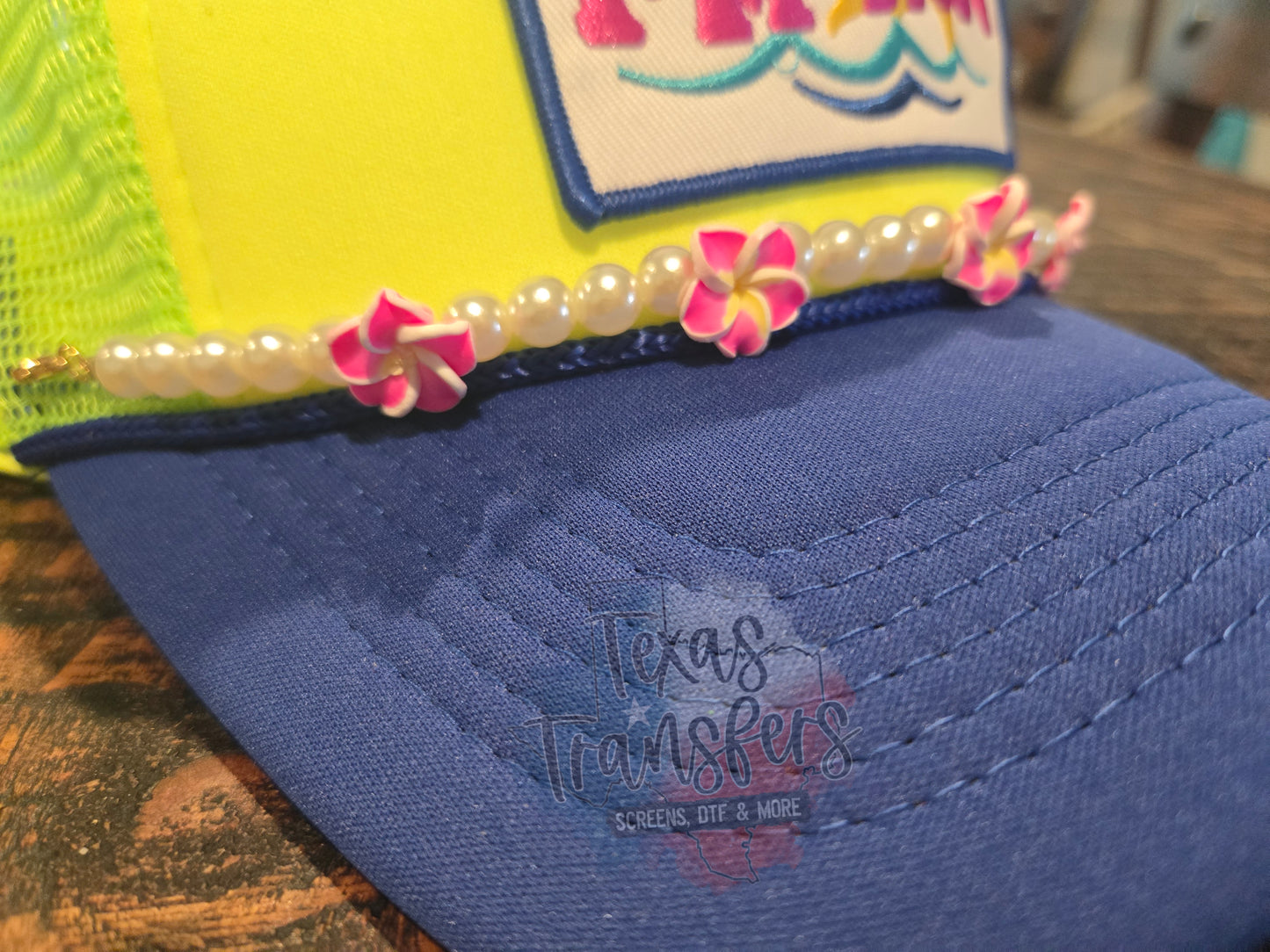 Hibiscus Pearl Pink Hat Chain - Texas Transfers and Designs