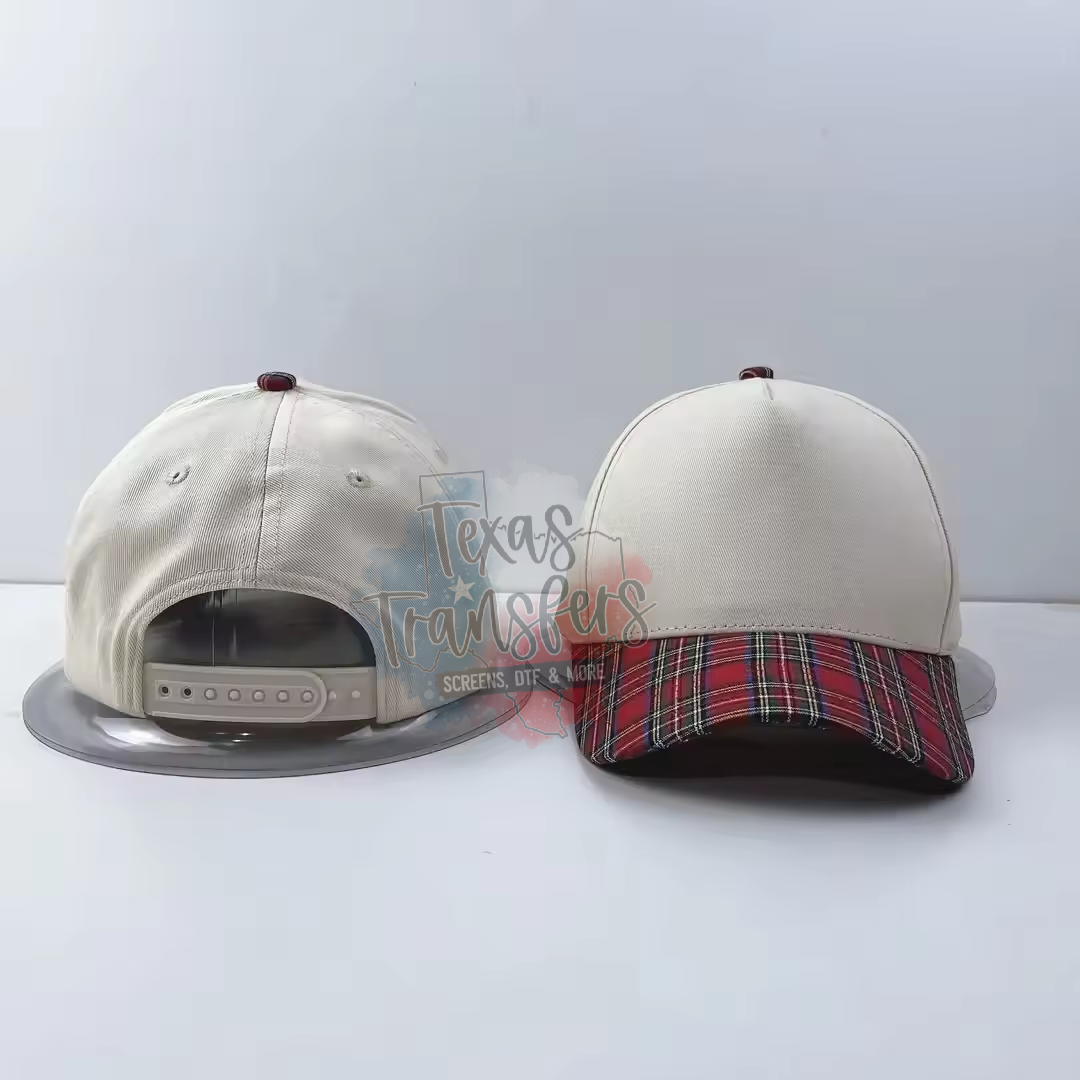 Plaid Brim Canvas Blank Hat (Multiple Options)