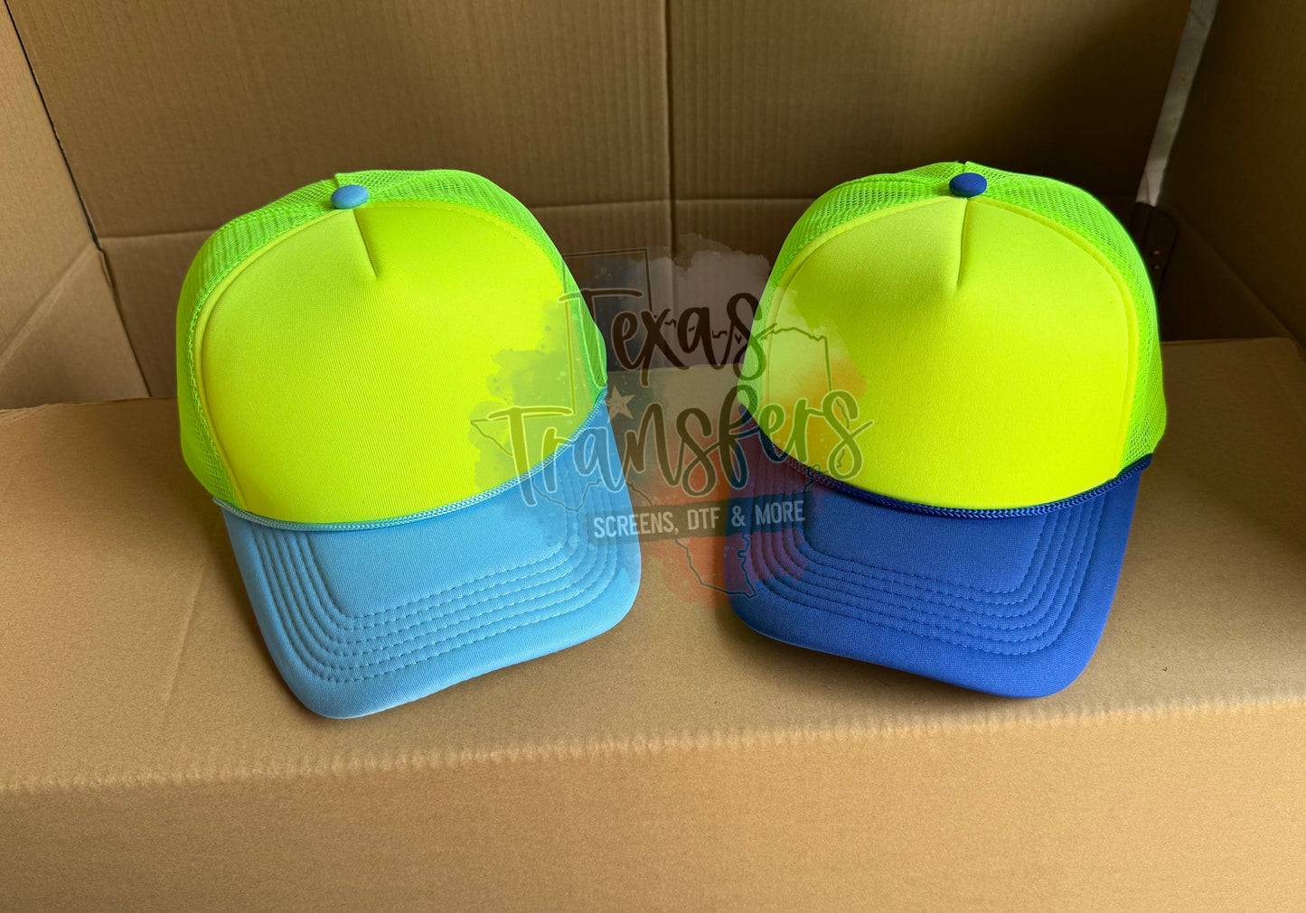 PRE-ORDER Arriving 4/18 Light Blue Neons Tri-Color Trucker Hat - Texas Transfers and Designs