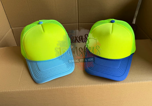 PRE-ORDER Arriving 4/18 Light Blue Neons Tri-Color Trucker Hat - Texas Transfers and Designs