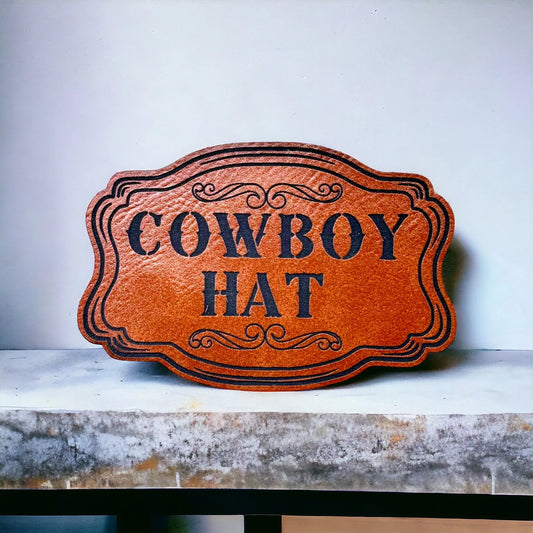 Cowboy Hat LEATHER IRON-ON PATCH