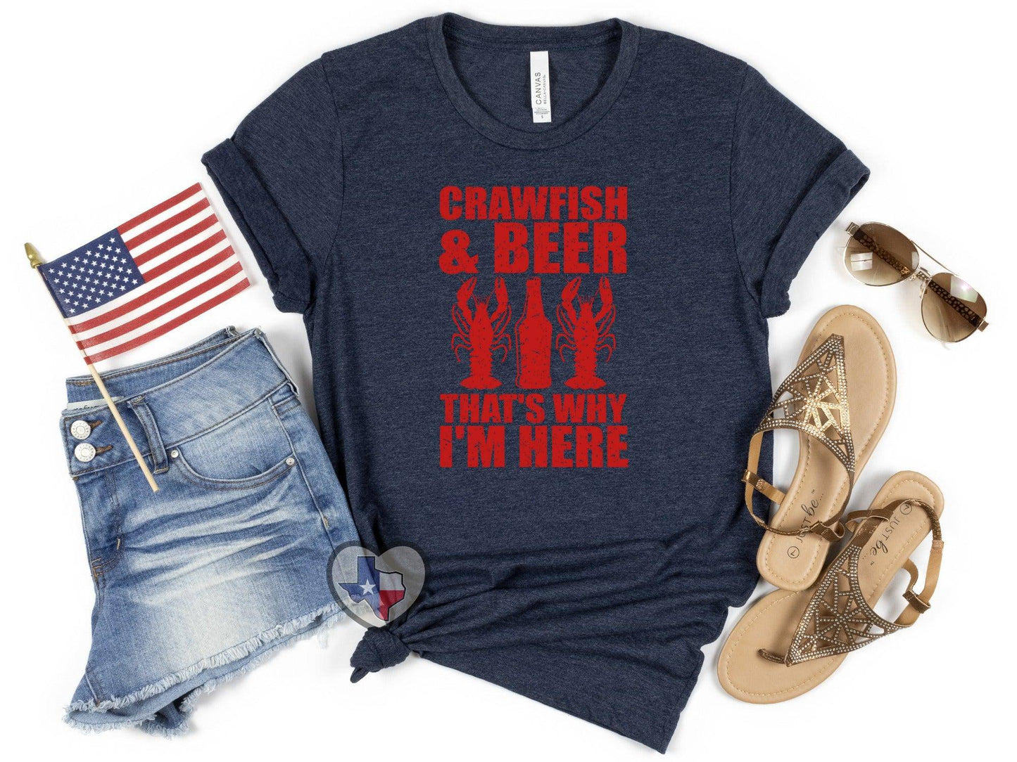 Crawfish and Beer (Red) - Texas Transfers and Designs