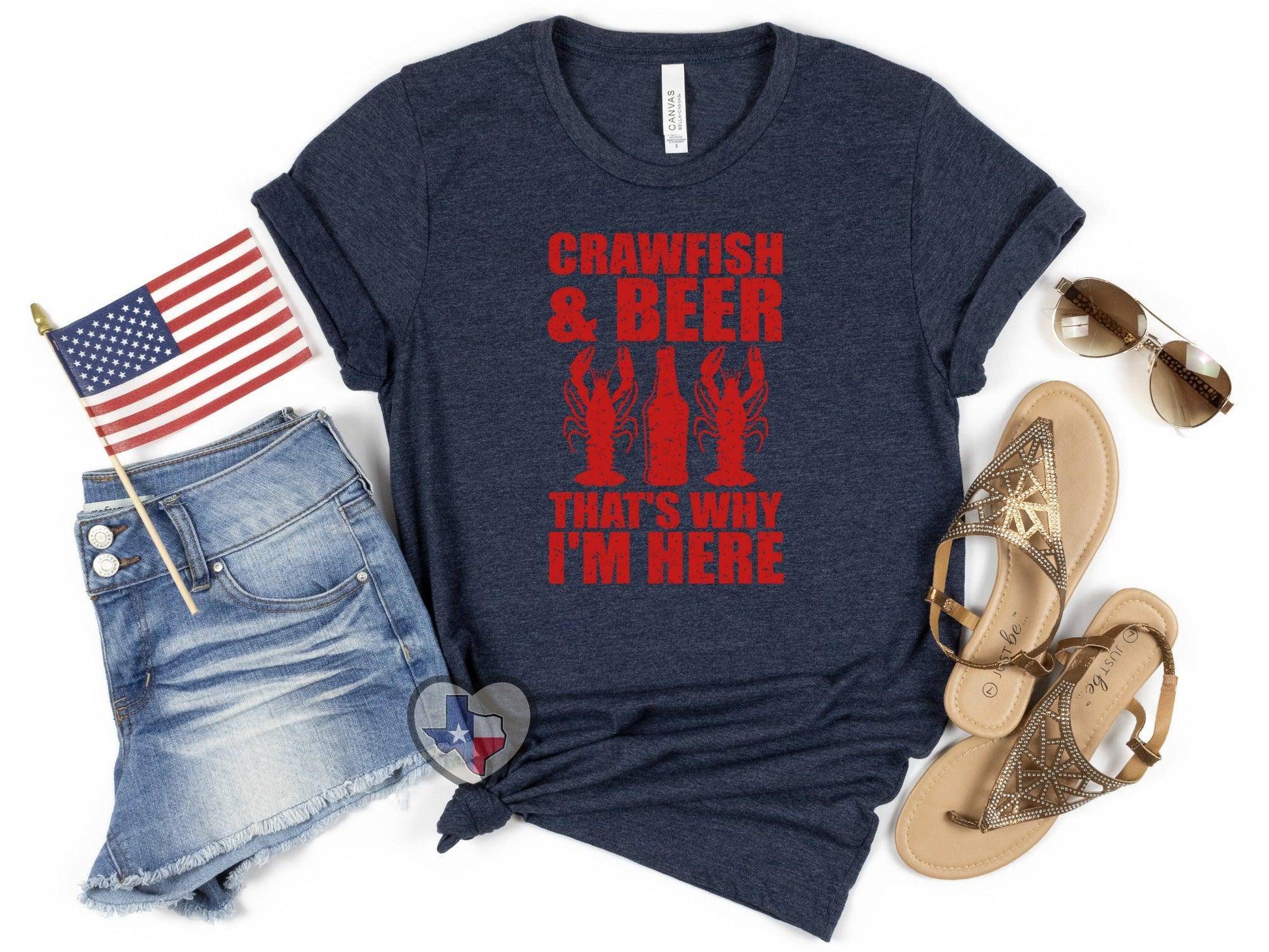 Crawfish and Beer (Red) - Texas Transfers and Designs