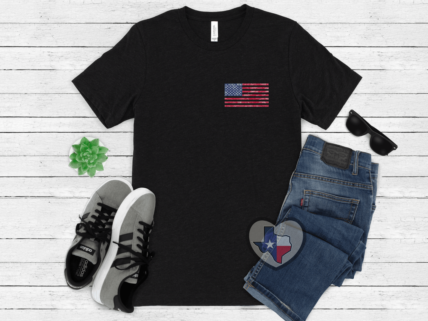 Distressed American Flag Pocket/Sleeve HIGH HEAT - Texas Transfers and Designs
