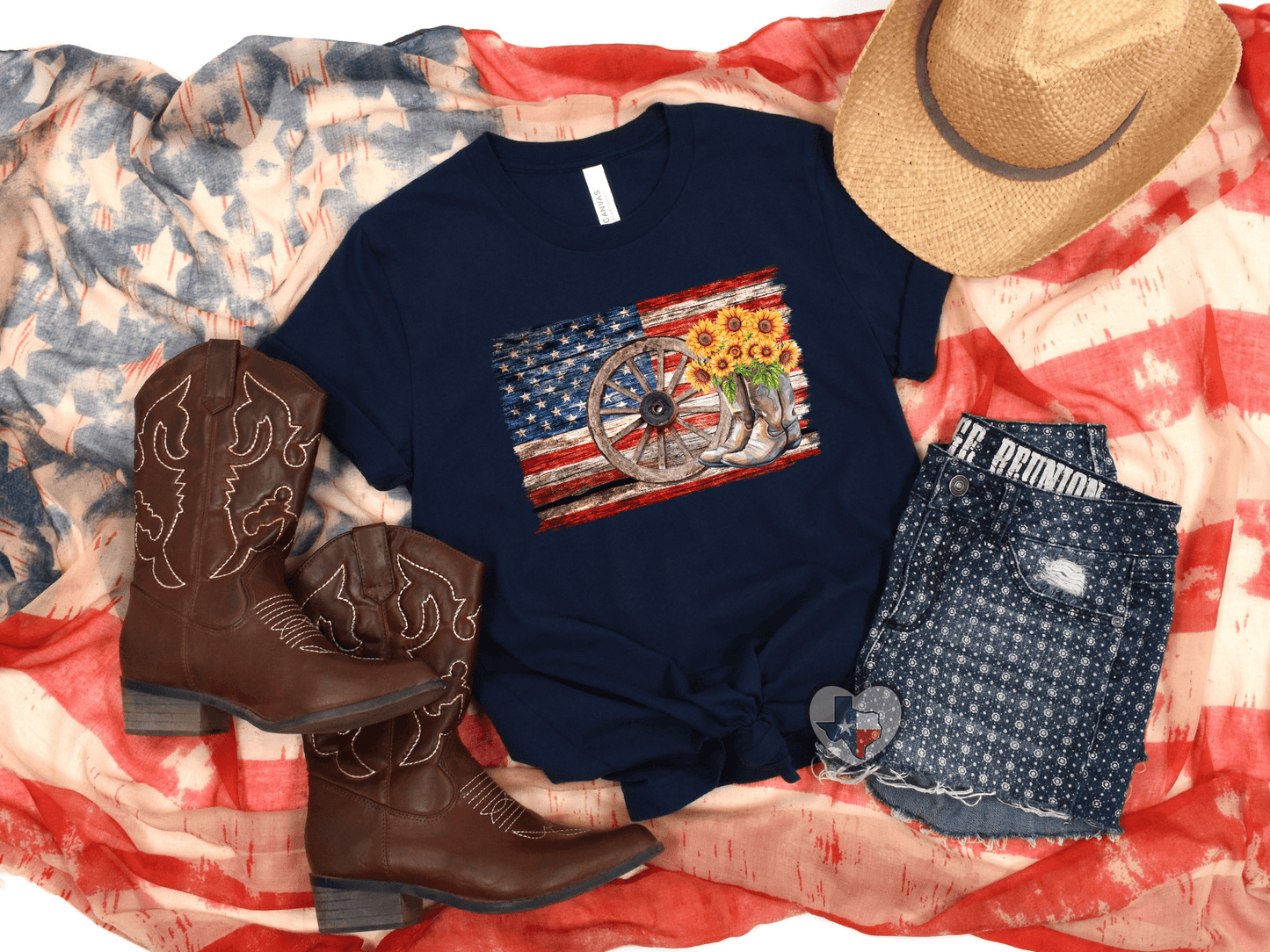 Country American Flag HIGH HEAT - Texas Transfers and Designs