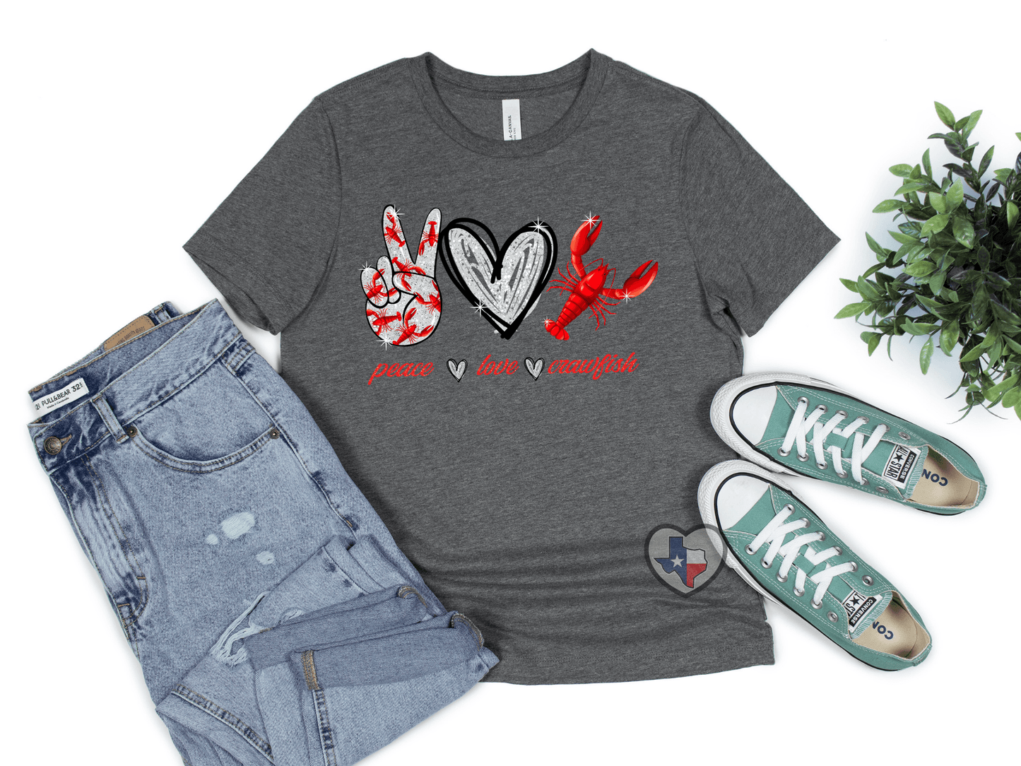 Peace Love Crawfish HIGH HEAT - Texas Transfers and Designs
