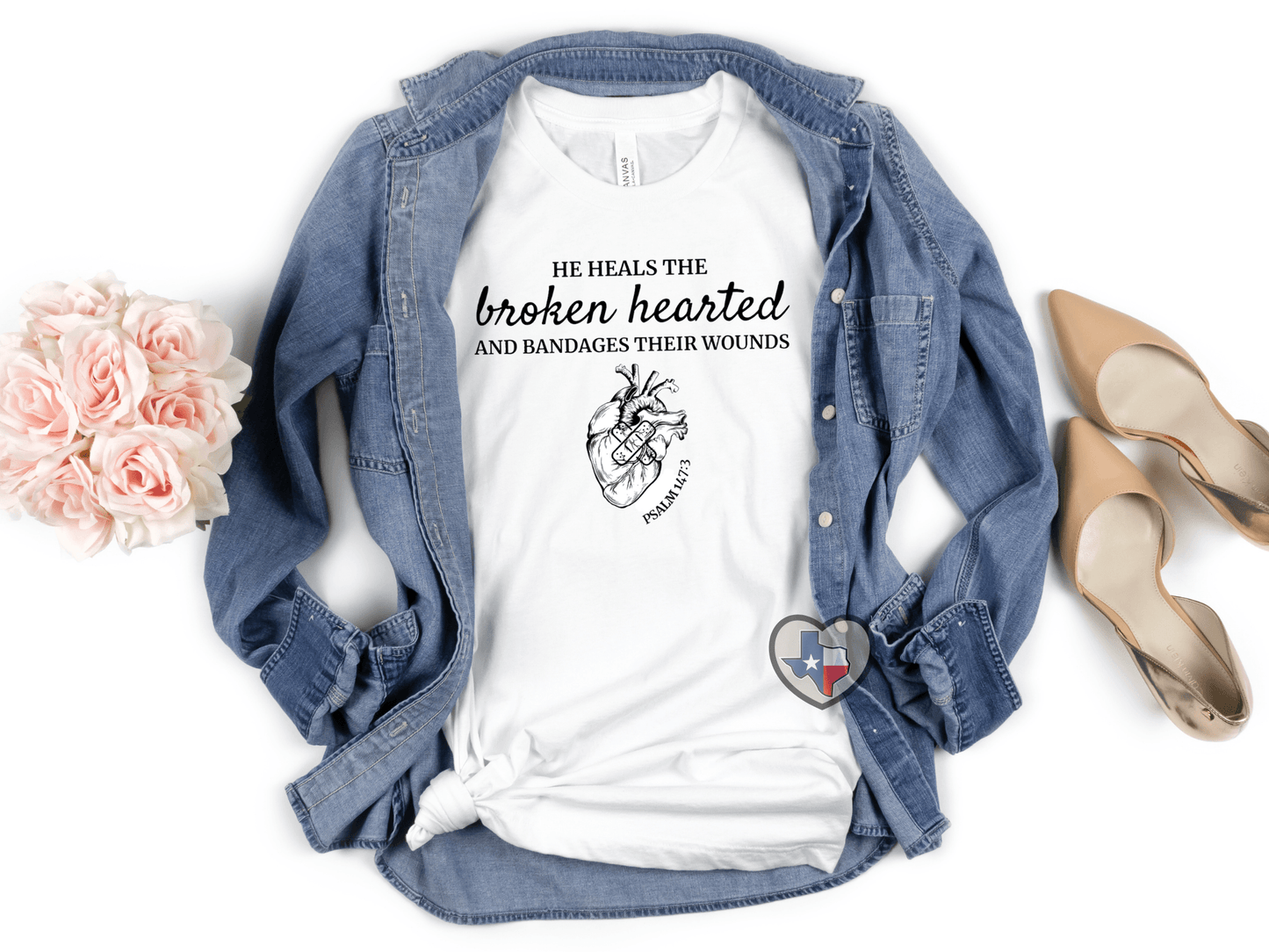 He Binds Up The Broken Hearted (CHD) - Texas Transfers and Designs