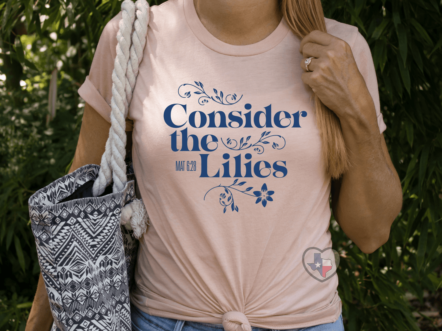 Consider The Lilies (Navy) - Texas Transfers and Designs