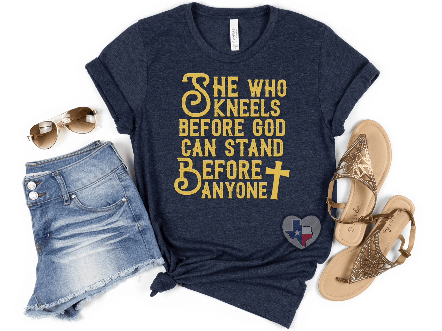 She Who Kneels Before God (Metallic Gold) - Texas Transfers and Designs