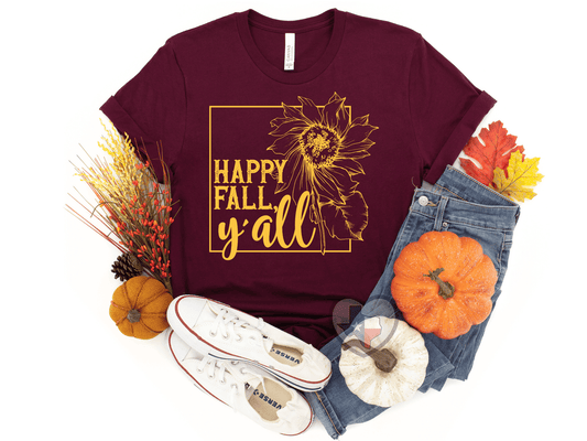 Happy Fall Y'all (Yellow Gold) - Texas Transfers and Designs