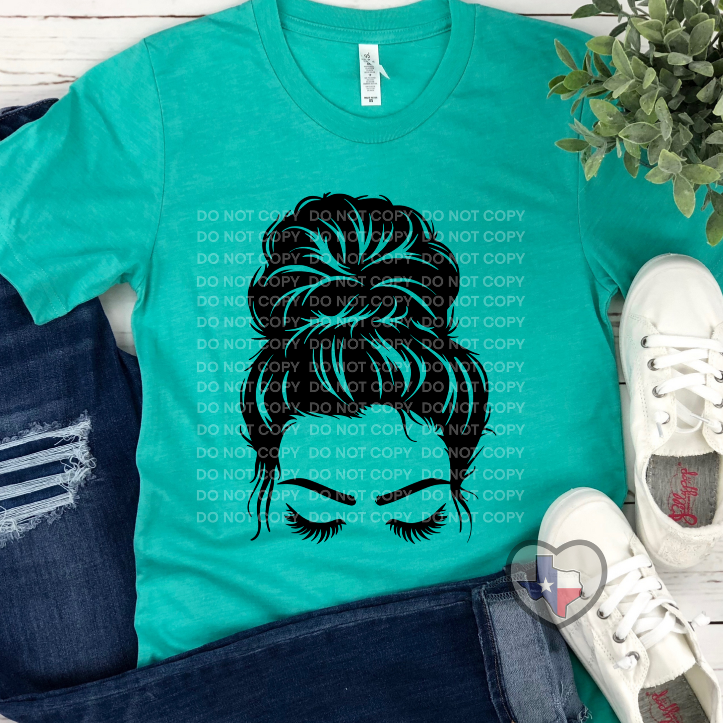 Messy Bun (Customizable) - Texas Transfers and Designs