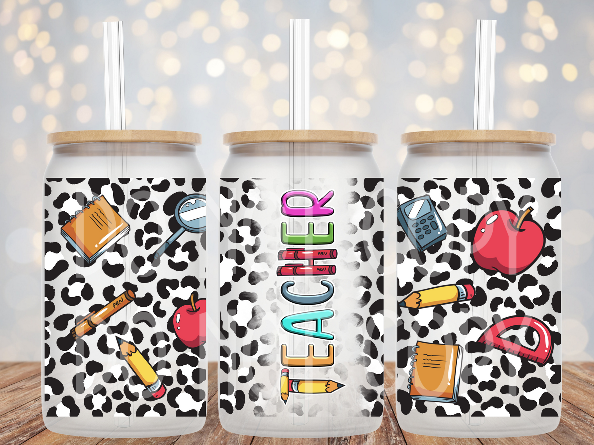 Teacher Leopard Wrap UV Sticker - Texas Transfers and Designs