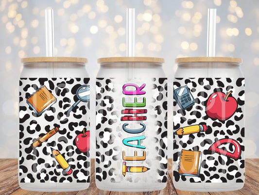 Teacher Leopard Wrap UV Sticker - Texas Transfers and Designs