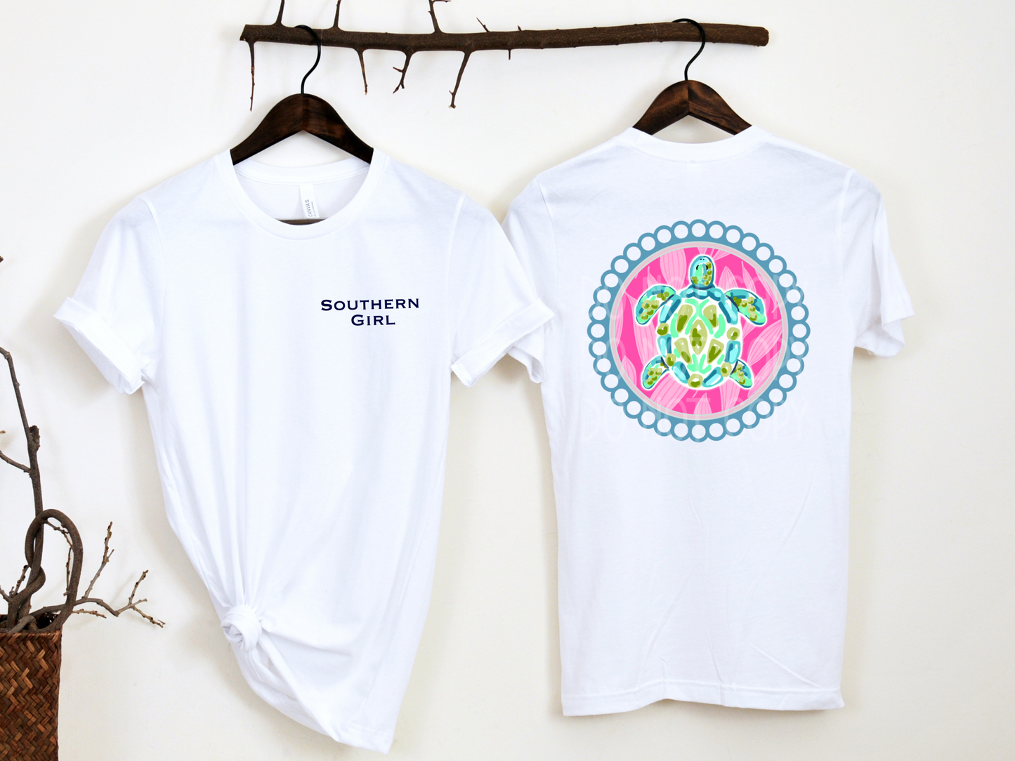 Southern Girl Watercolor Turtle SET - DTF - Texas Transfers and Designs