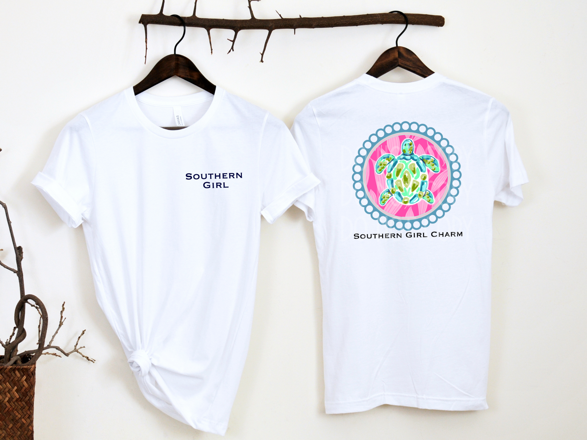 Southern Girl Watercolor Turtle SET - DTF - Texas Transfers and Designs