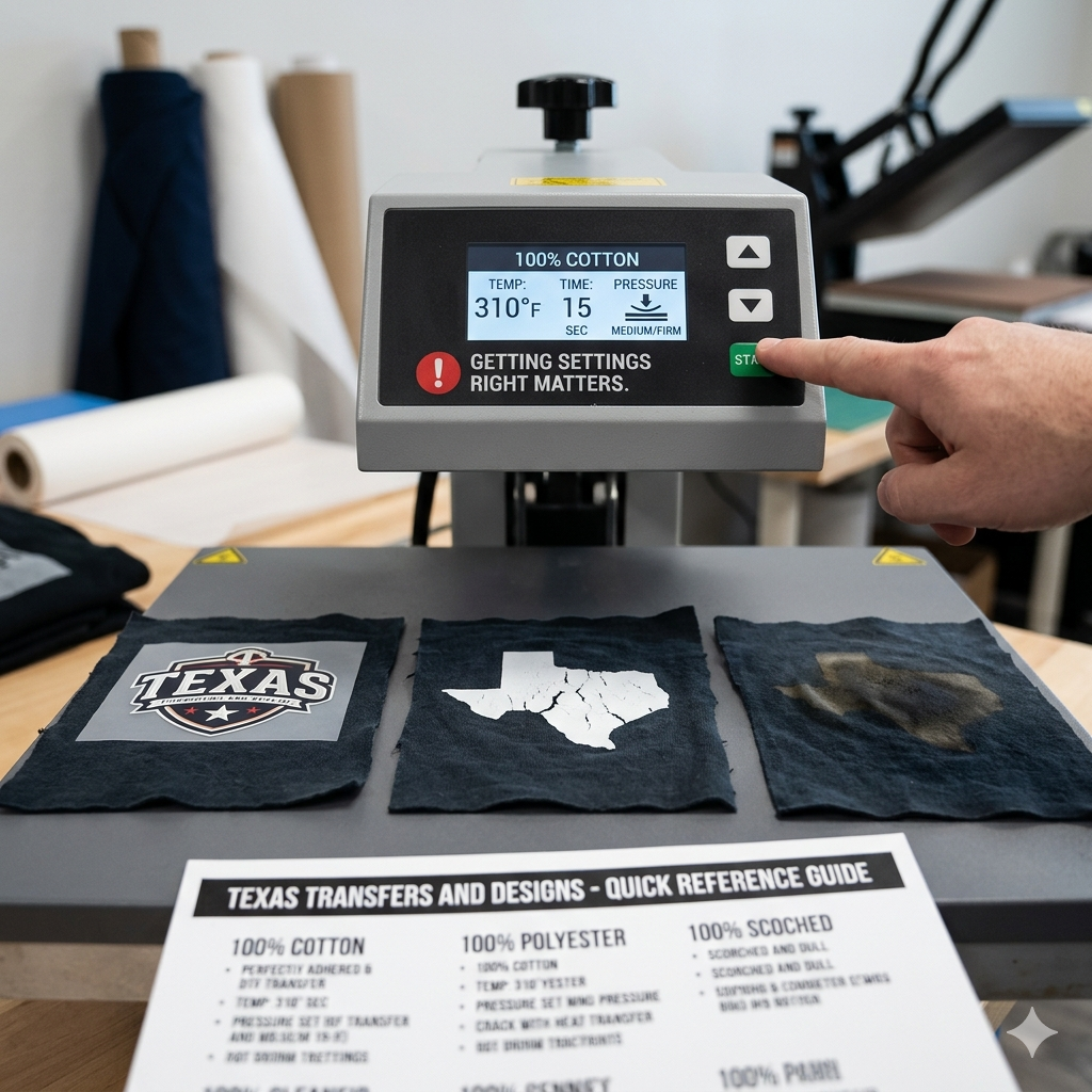 Heat Press Temperature and Pressure Settings: A Complete Cheat Sheet by Fabric Type