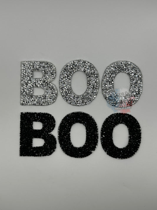 Sparkly Stone BOO Iron-On PATCH - Texas Transfers and Designs