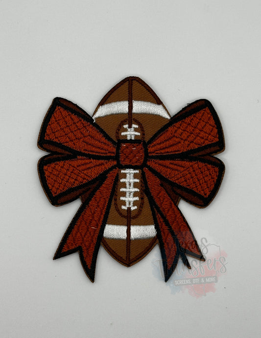 Football Bow (Orange) Iron-On PATCH - Texas Transfers and Designs