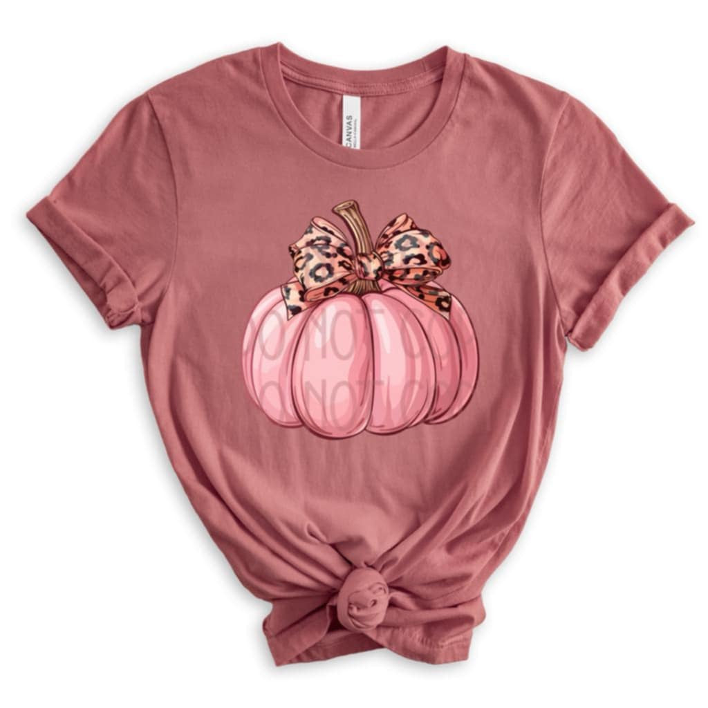 Pink Pumpkin Leopard Bow DTF - Texas Transfers and Designs