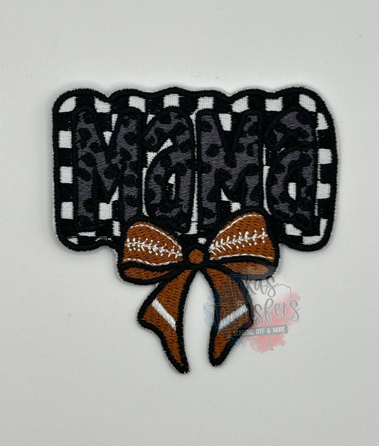 Mama Football Bow Iron-On PATCH - Texas Transfers and Designs