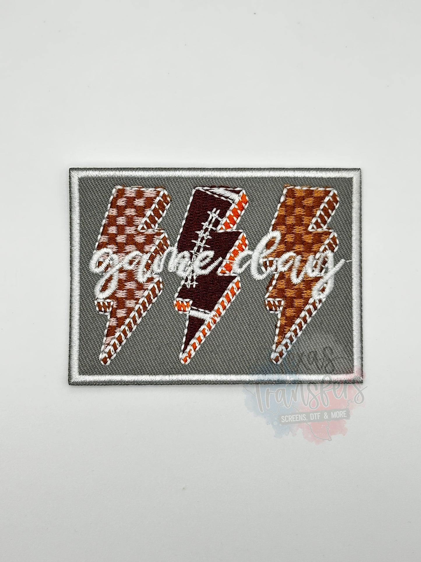 Game Day Football Lightning Iron-On PATCH - Texas Transfers and Designs