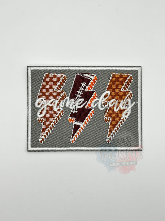 Game Day Football Lightning Iron-On PATCH - Texas Transfers and Designs