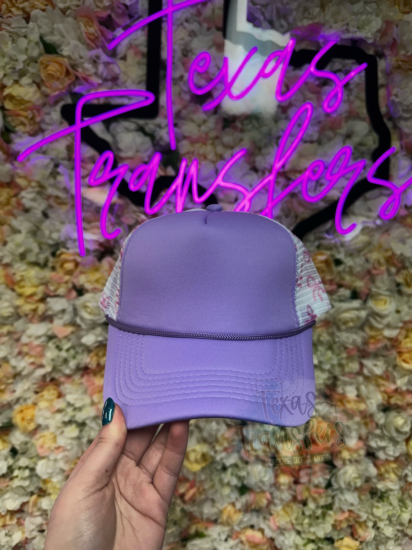Lavender/Bow Mesh Trucker Hat