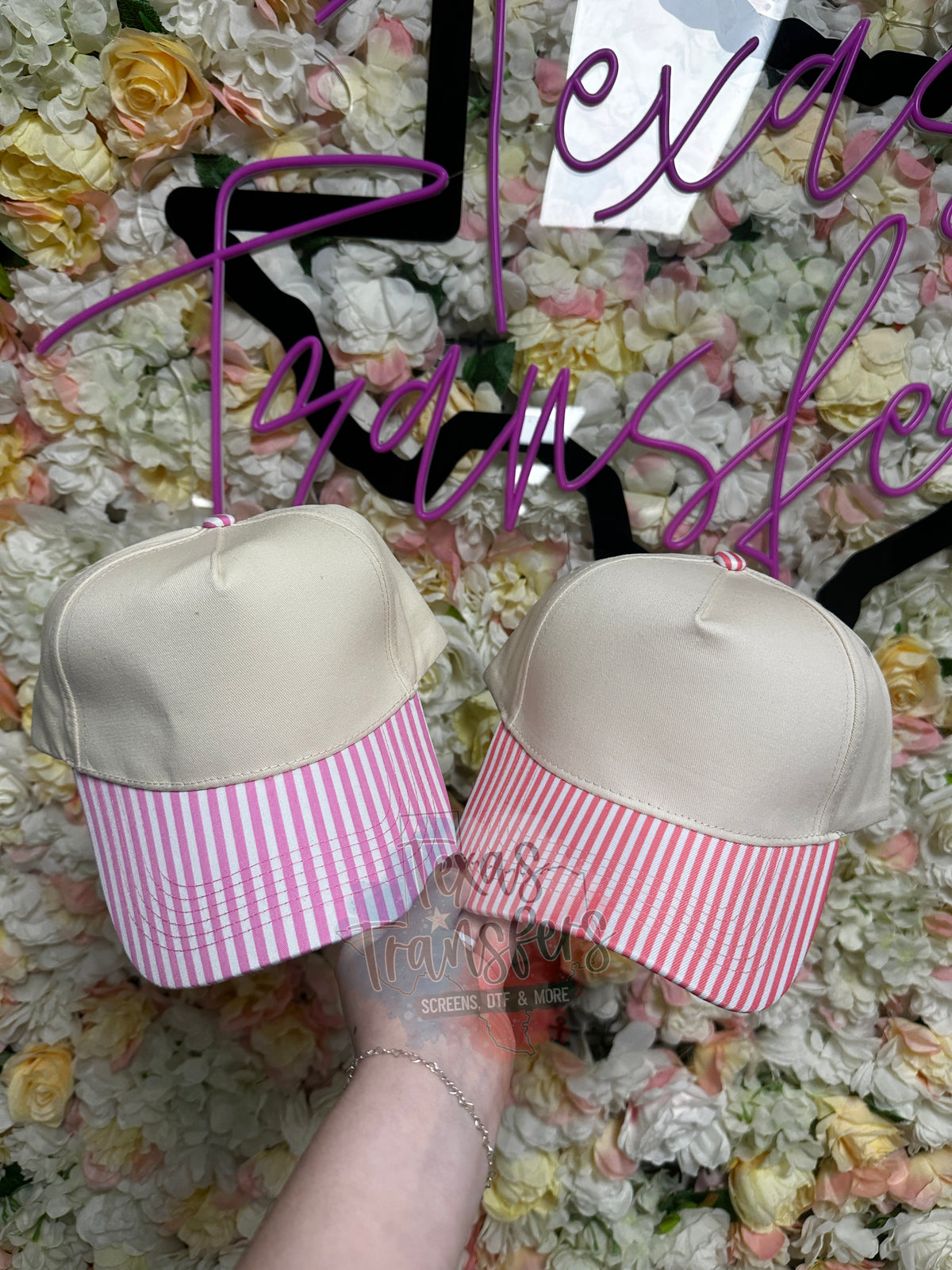 Canvas Hat with Mini-Striped Brim (Multiple Options)