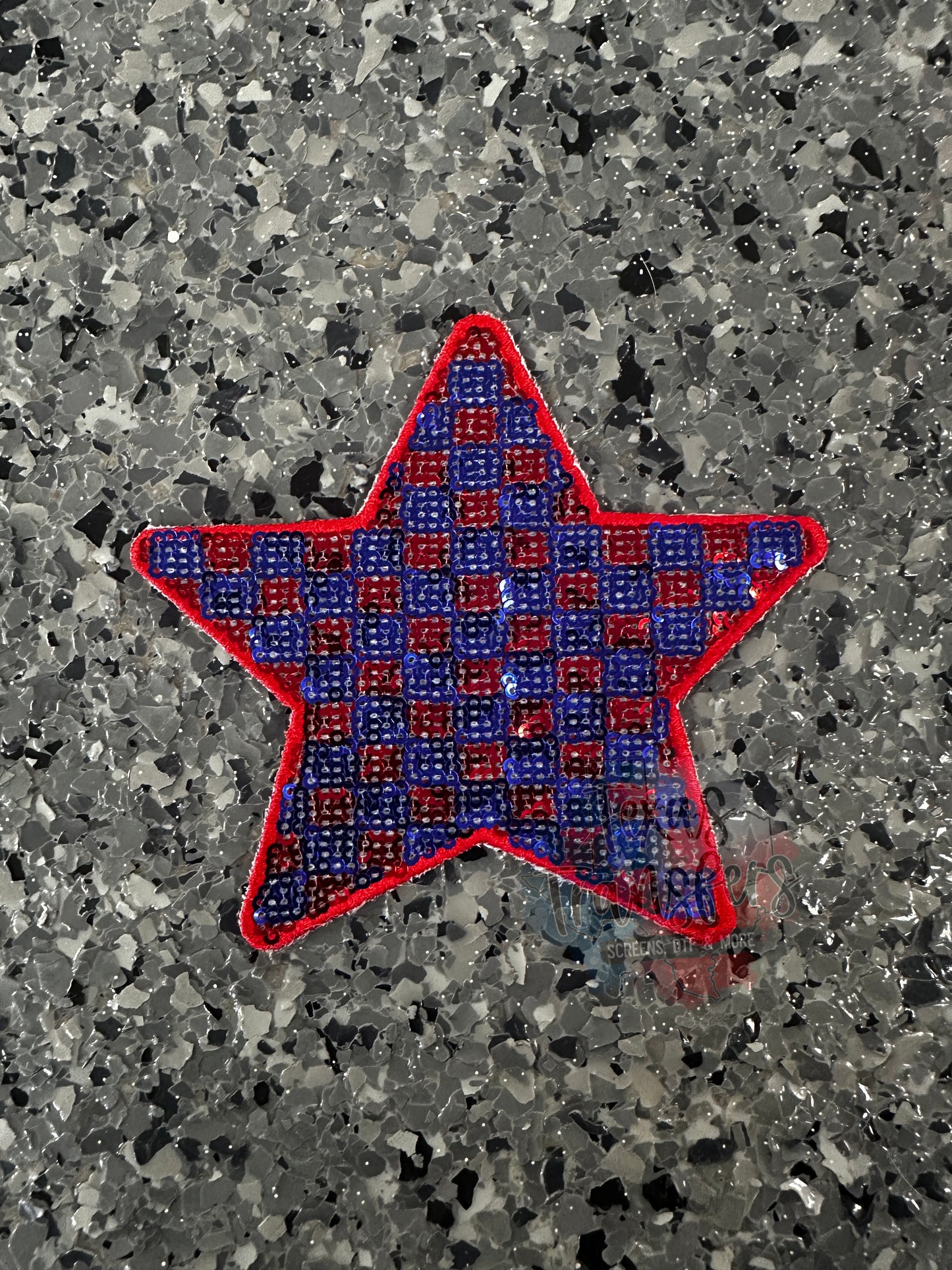 5" Patterned Sequin Stars (Embroidered Outline) Iron On Patches