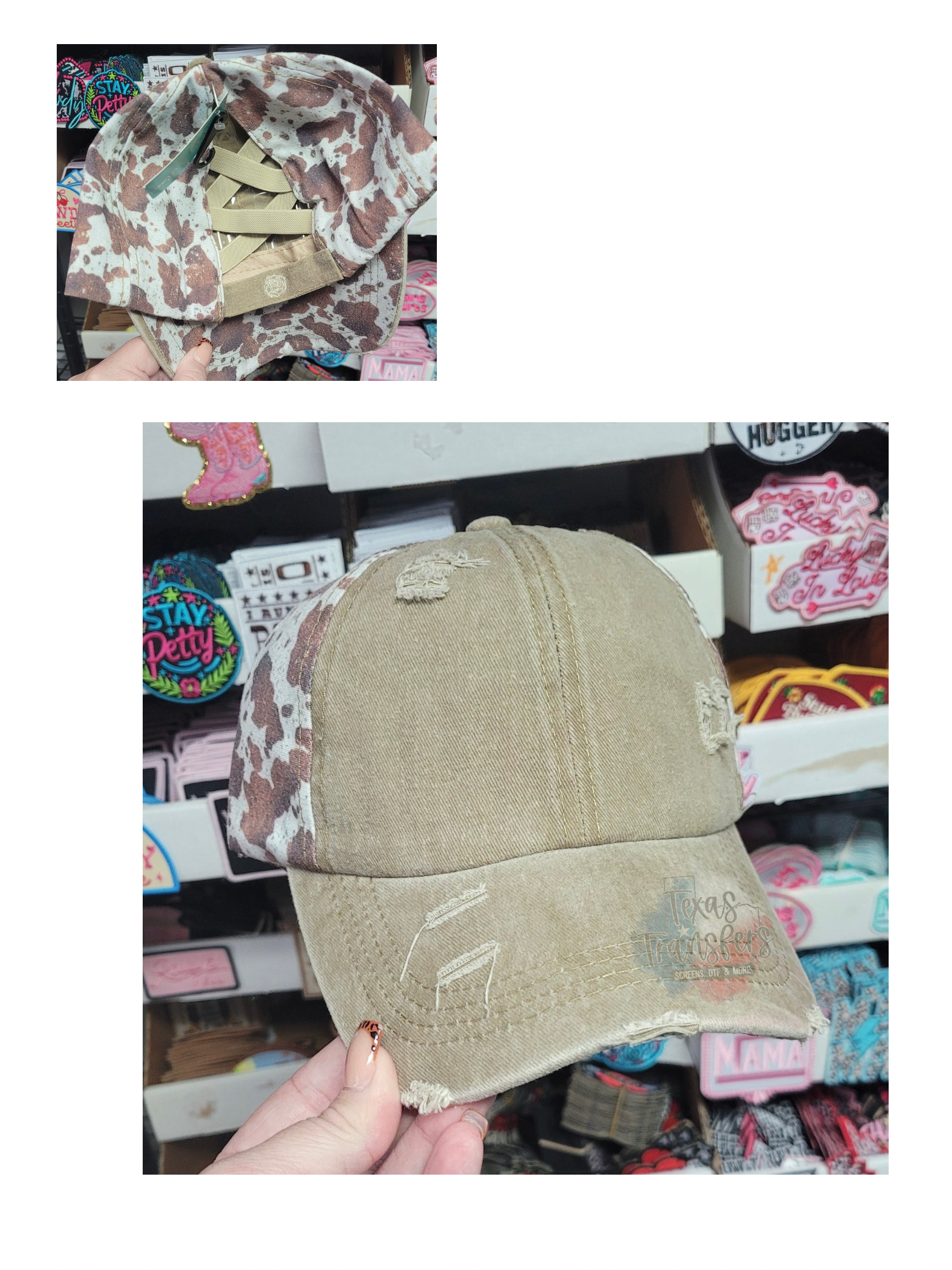 Criss Cross Blank Ponytail Hat - Texas Transfers and Designs