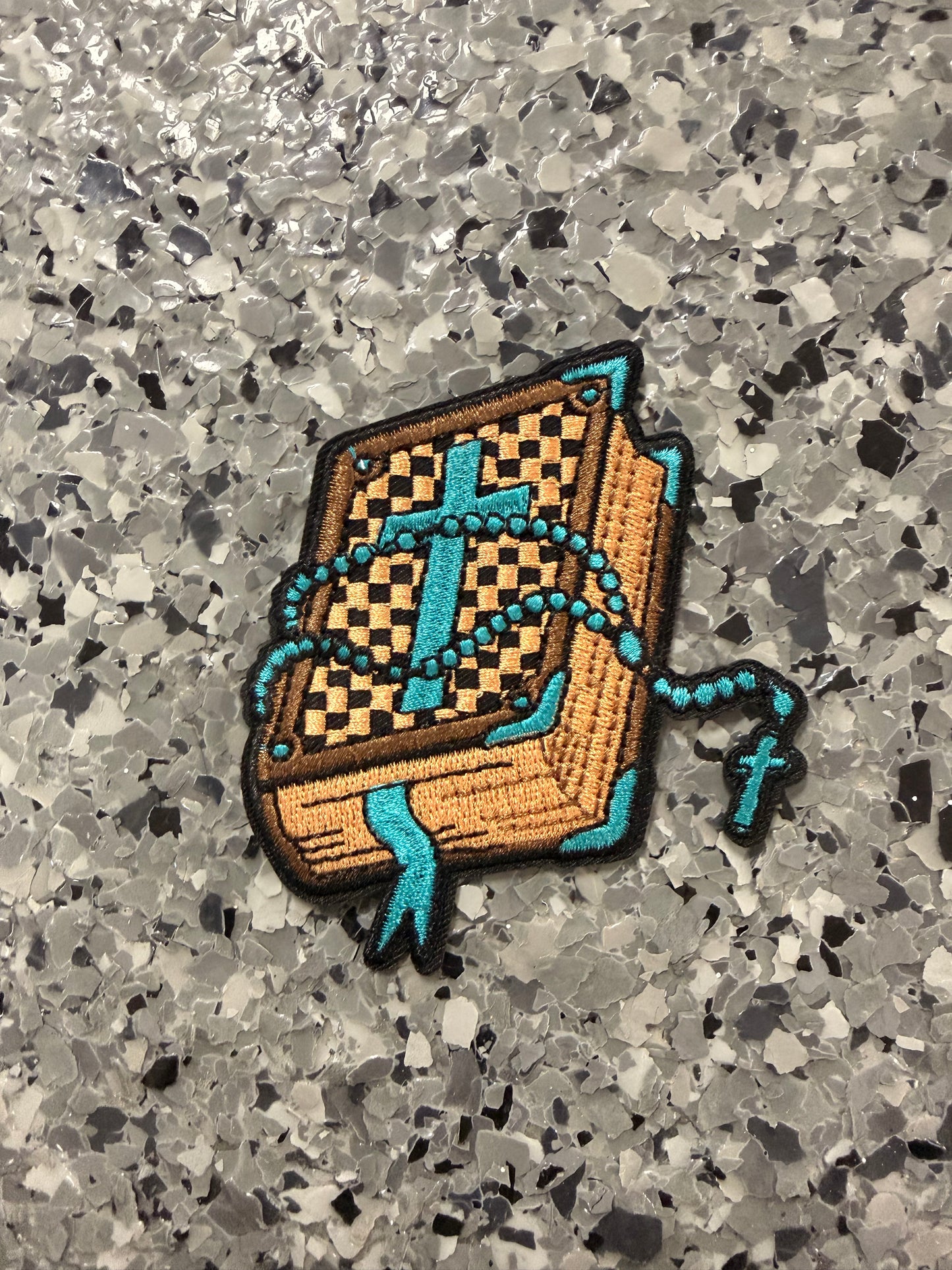 Turquoise and Brown Bible Iron-On Patch
