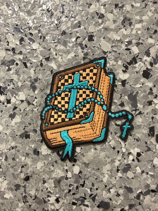Turquoise and Brown Bible Iron-On Patch