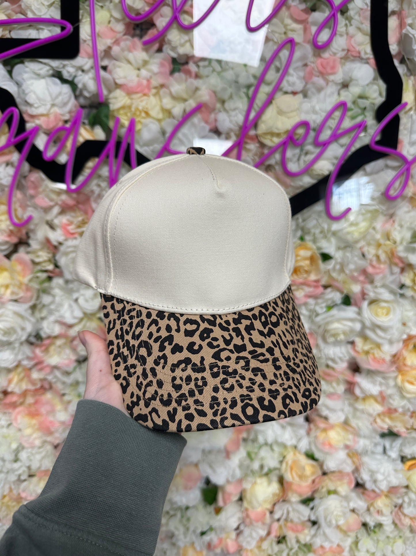 **DISCOUNTED**Leopard Brim Canvas Blank Hat (BUCKLE CLOSURE)