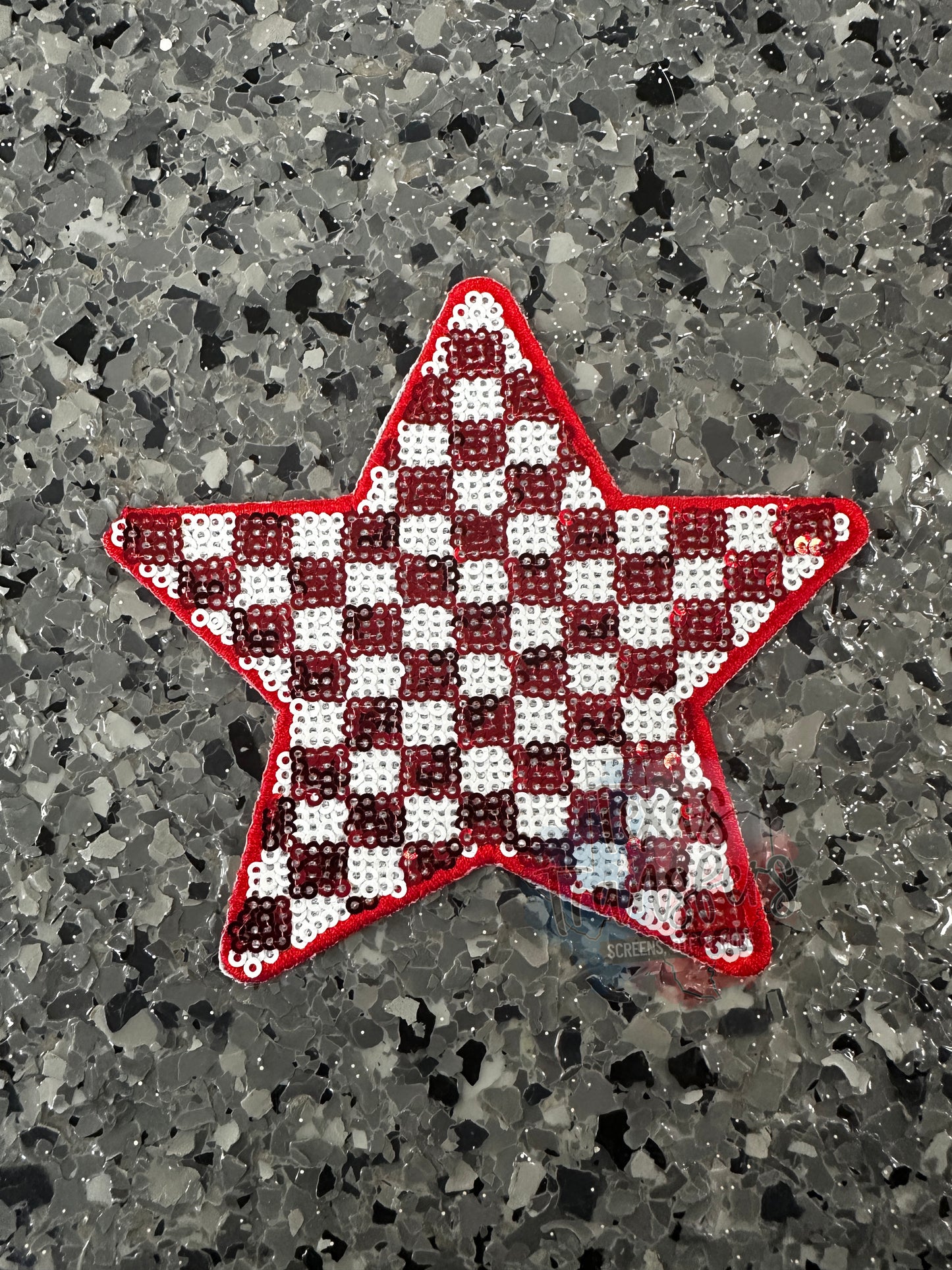 5" Patterned Sequin Stars (Embroidered Outline) Iron On Patches