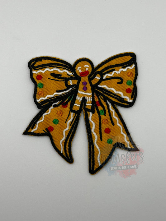 Gingerbread Bow Iron-On PATCH - Texas Transfers and Designs