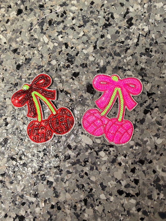 Cherry Volleyball Sequin Iron-On Patch (Multiple Options)