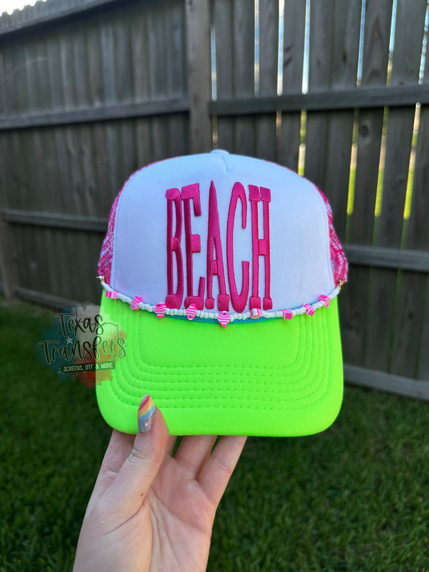 Beach Skinny Letters *Completed Hat* - Texas Transfers and Designs