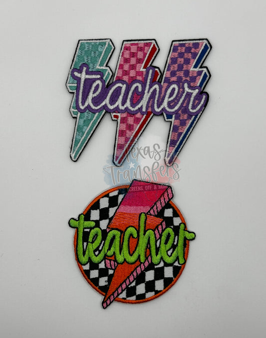 Teacher Lightning Iron-On Patch (Multiple Options) - Texas Transfers and Designs