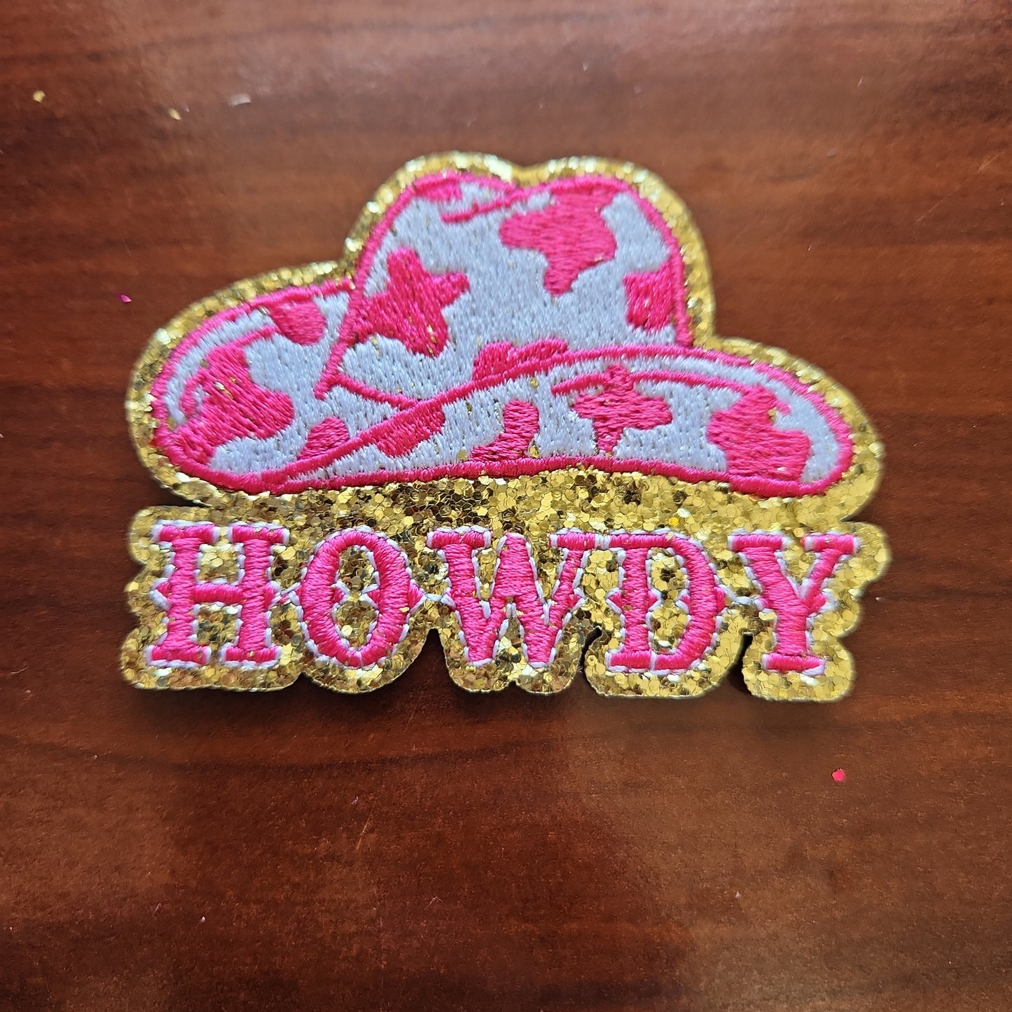 Howdy Glitter Hat Iron-On PATCH