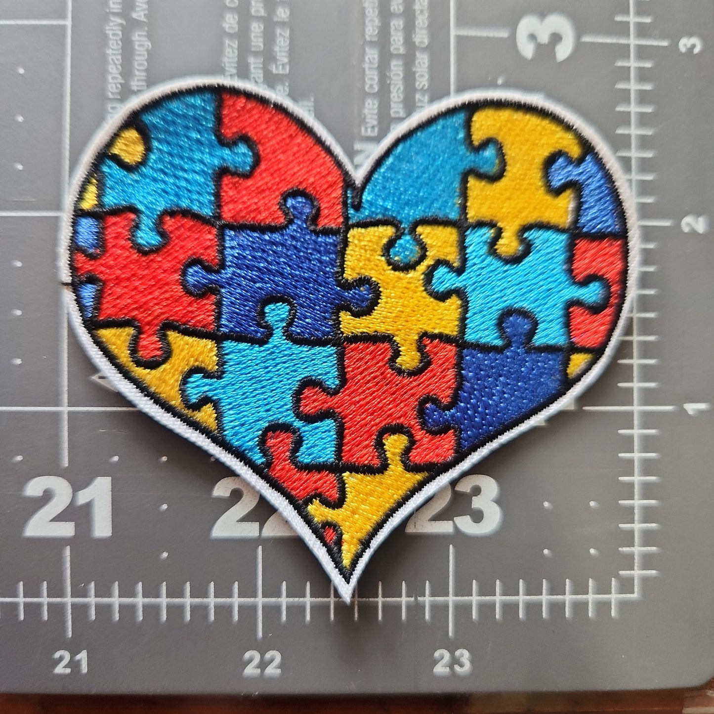 Autism Puzzle Heart Iron-On PATCH - Texas Transfers and Designs