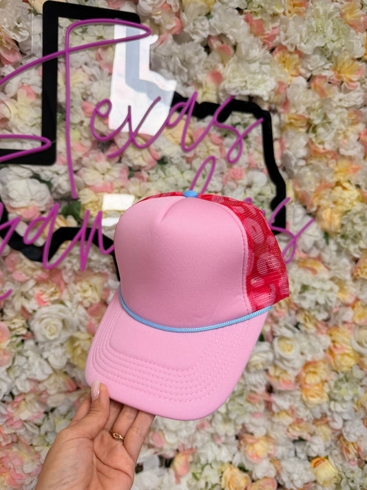 Light Pink and Hot Pink Large Leopard Mesh Trucker Hat