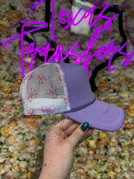 Lavender/Bow Mesh Trucker Hat