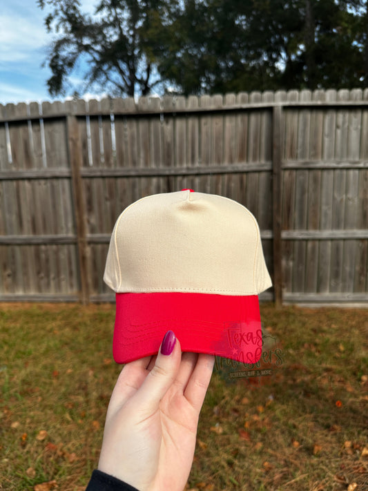 Red Canvas Brim Blank Hat